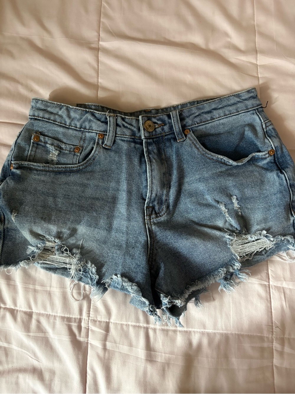 Madden Girl Light Blue Distressed Denim Shorts